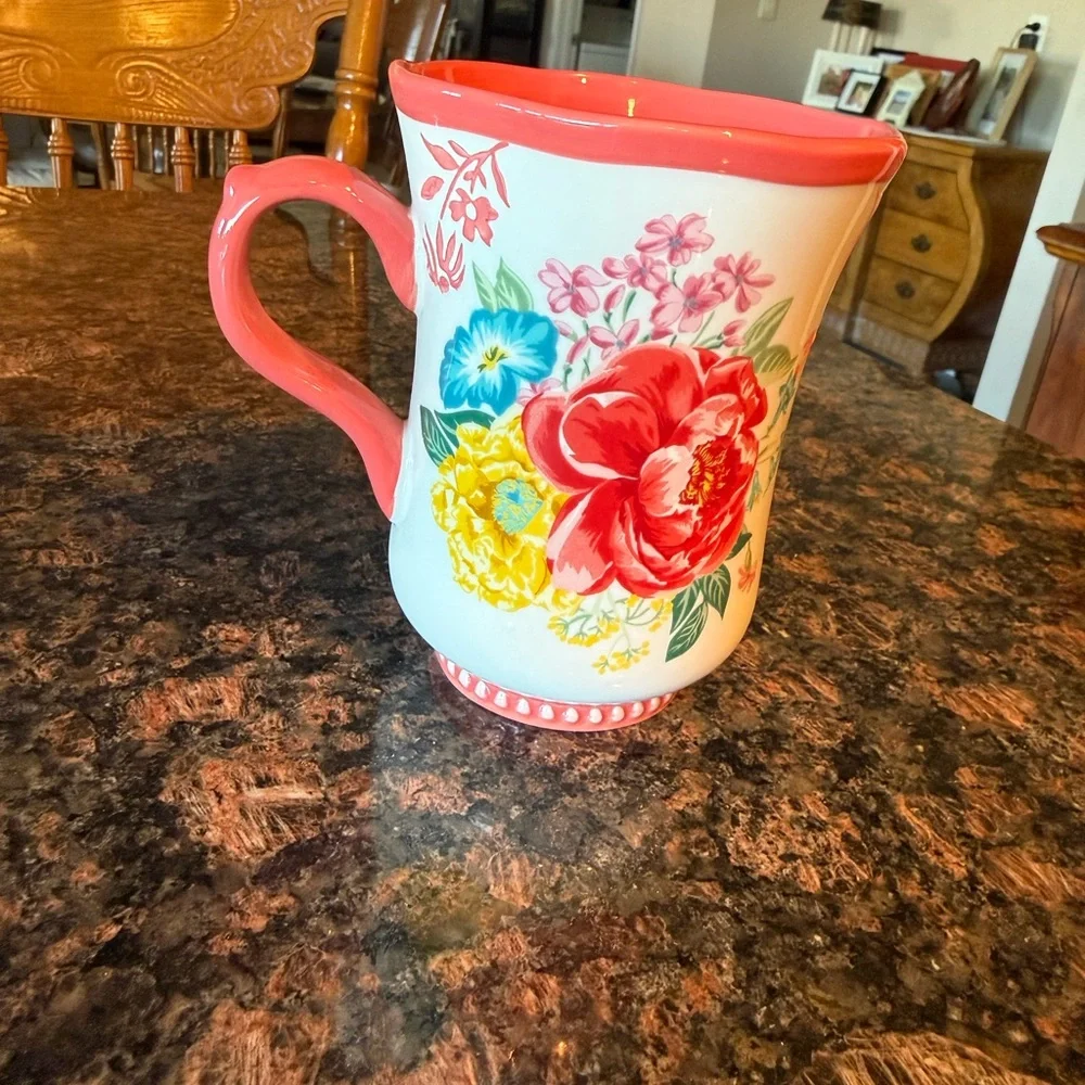 Pioneer Woman ~ FANCY FLOURISH ~ 18 Ounce ~ 5" Tall ~ Stoneware ~ Coffee/Tea Mug - Picture 2 of 5